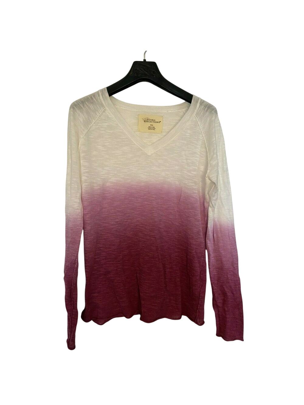 Natural Reflections Shirt Women MEDIUM off white/purple/burgundy Long Sleeve